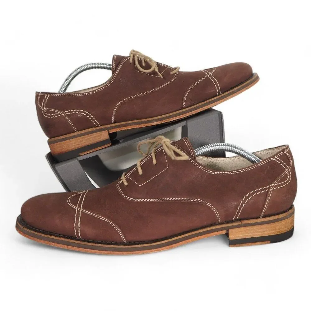 Donald‎ J. Pliner Codi Wingtip Cap Toe Nubuck Oxfords Brown Men's 10.5M